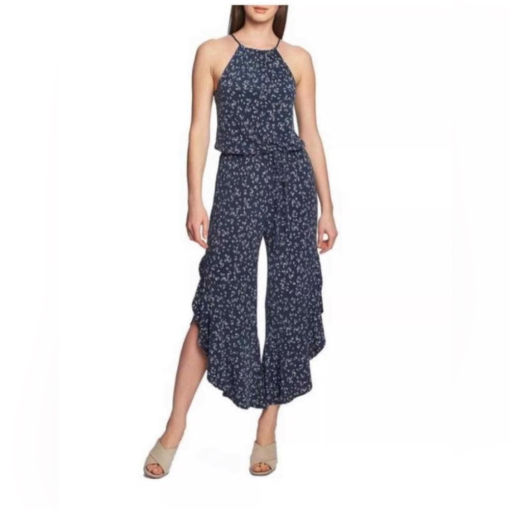 1.state blue floral Jumpsuit